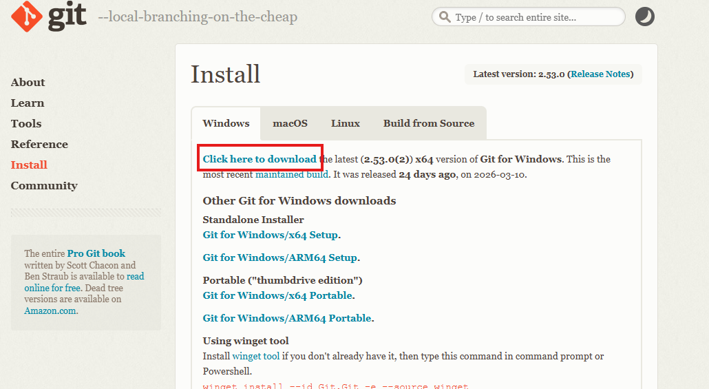 git-scm.comのダウンロードページ